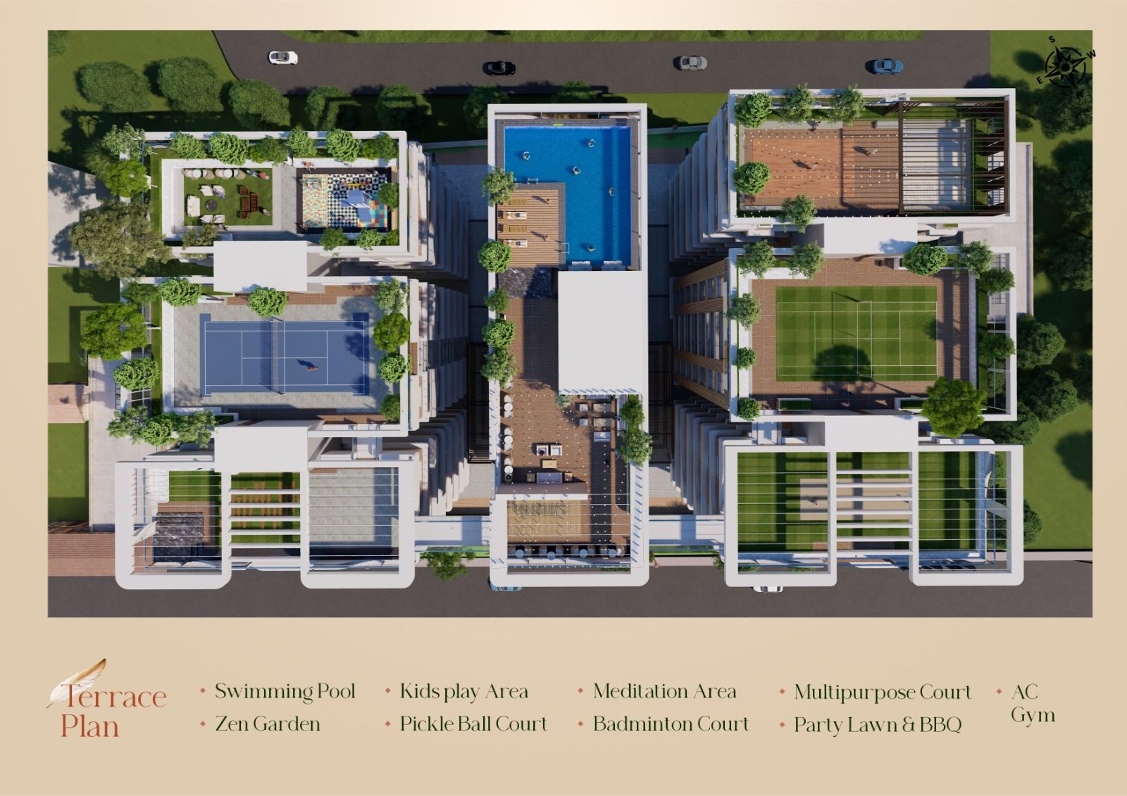 EVARA Terrace Layout - Bird's Eye View